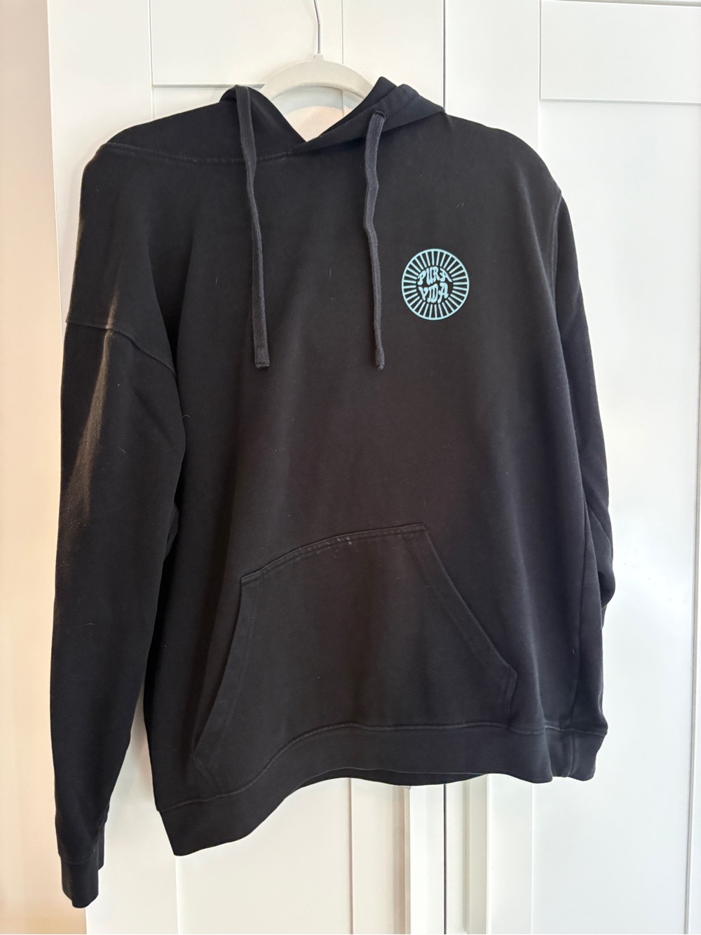 Pura Vida Black Hoodie with Mint Chest Emblem